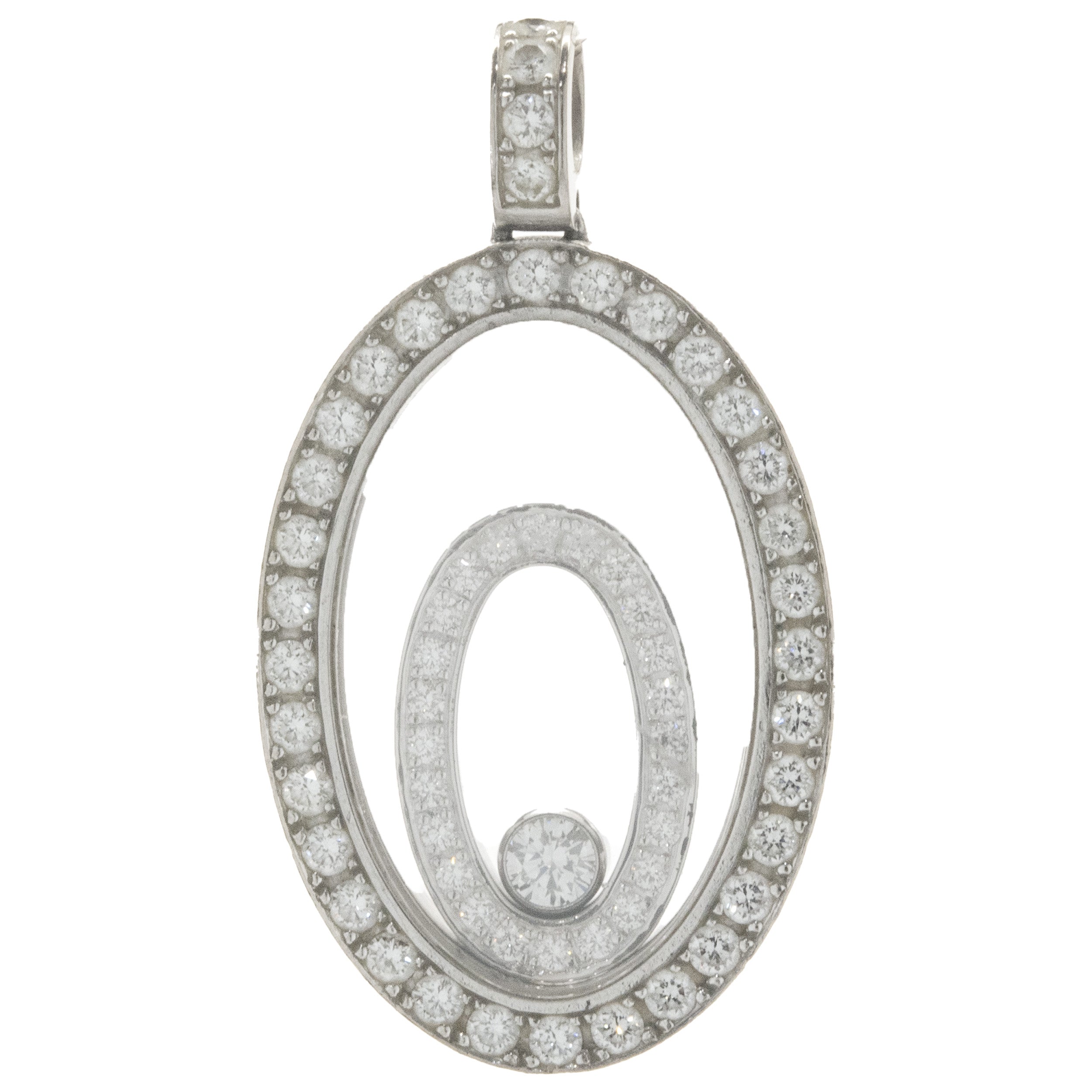 Chopard 18 Karat White Gold Happy Diamond Floating Pendant The