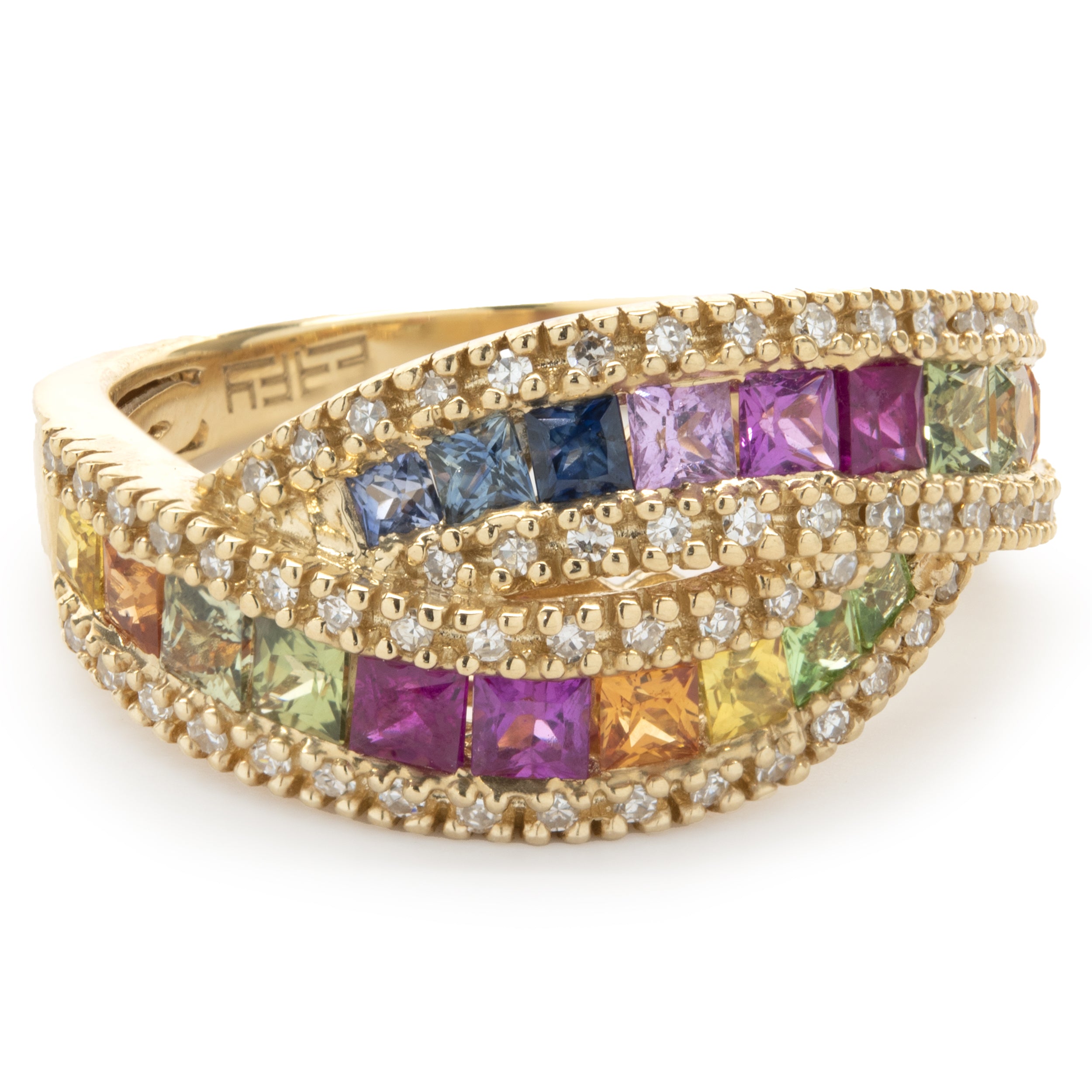 Effy 14 Karat Yellow Gold Multi Colored Sapphire and Diamond