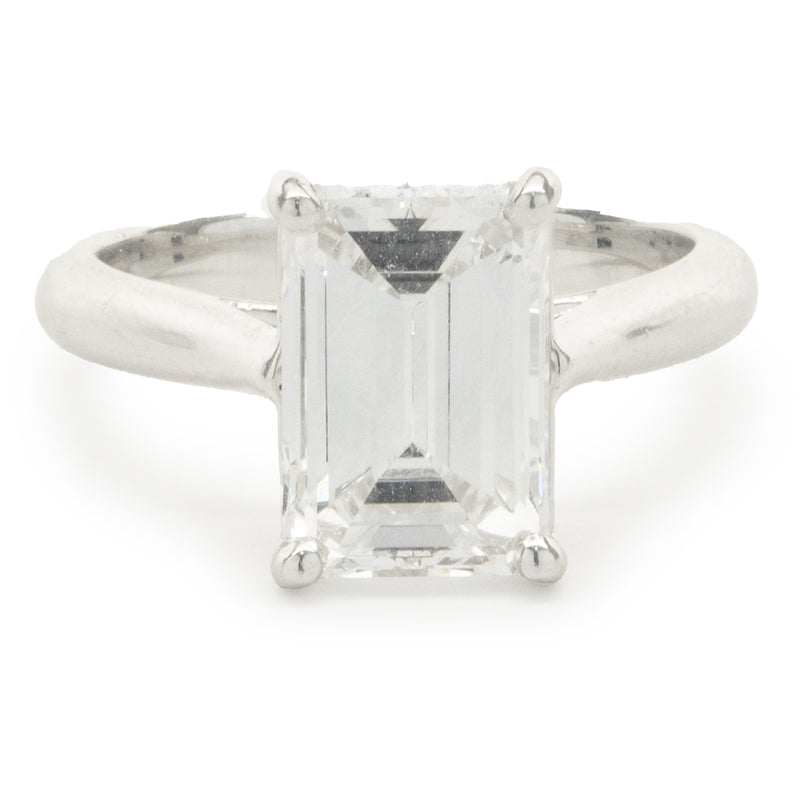 Platinum Emerald Cut Diamond Engagement Ring