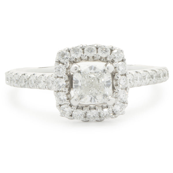 14 Karat White Gold Cushion Cut Diamond Engagement Ring