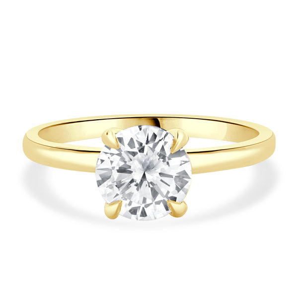 14 Karat Yellow Gold Round Brilliant Cut Diamond Engagement Ring