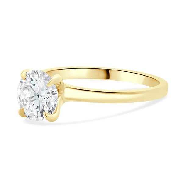 14 Karat Yellow Gold Round Brilliant Cut Diamond Engagement Ring