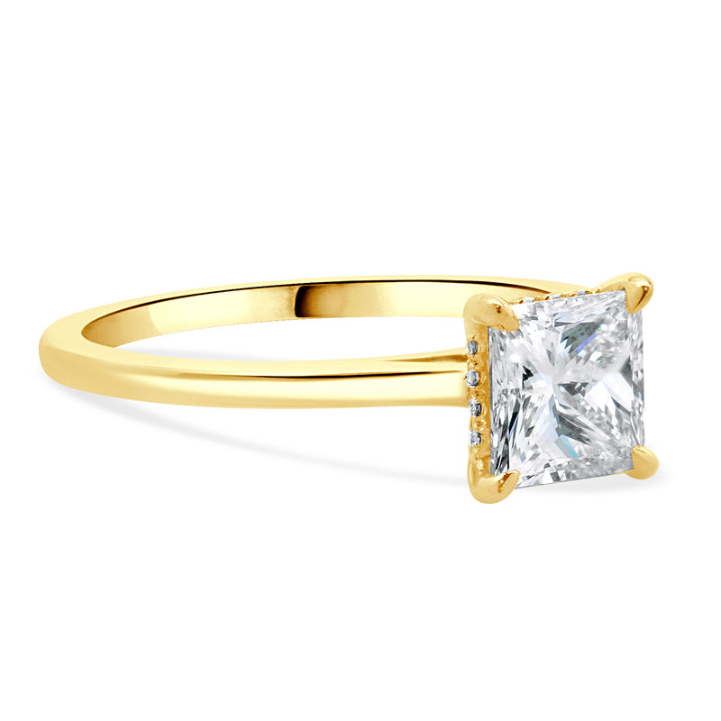 14 Karat Yellow Gold Princess Cut Diamond Engagement Ring