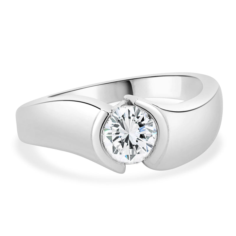 Kabana 14 Karat White Gold Round Brilliant Cut Diamond Engagement Ring