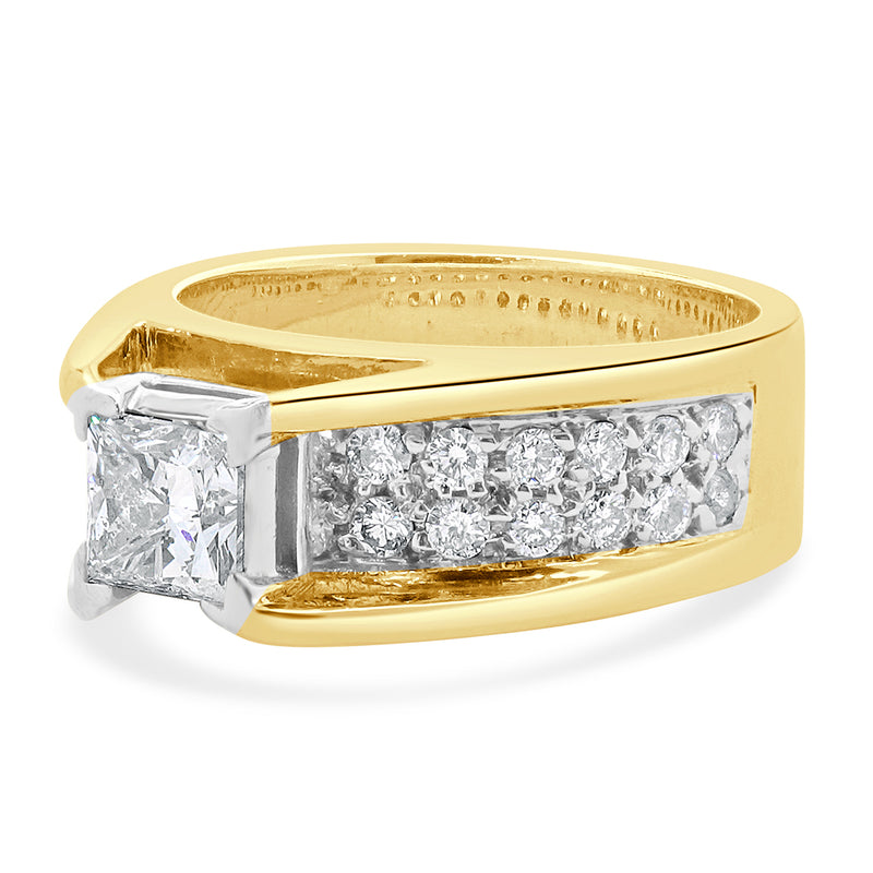 14 Karat Yellow & White Gold Princess Cut Diamond Engagement Ring