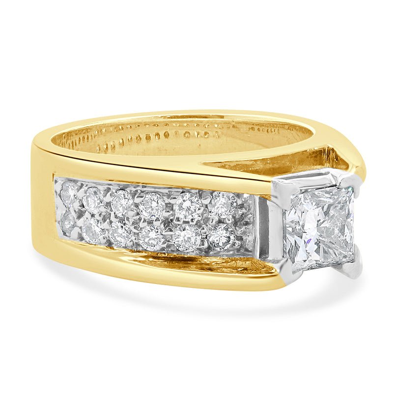 14 Karat Yellow & White Gold Princess Cut Diamond Engagement Ring