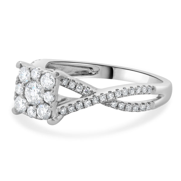 14 Karat White Gold Pave Diamond Engagement Ring