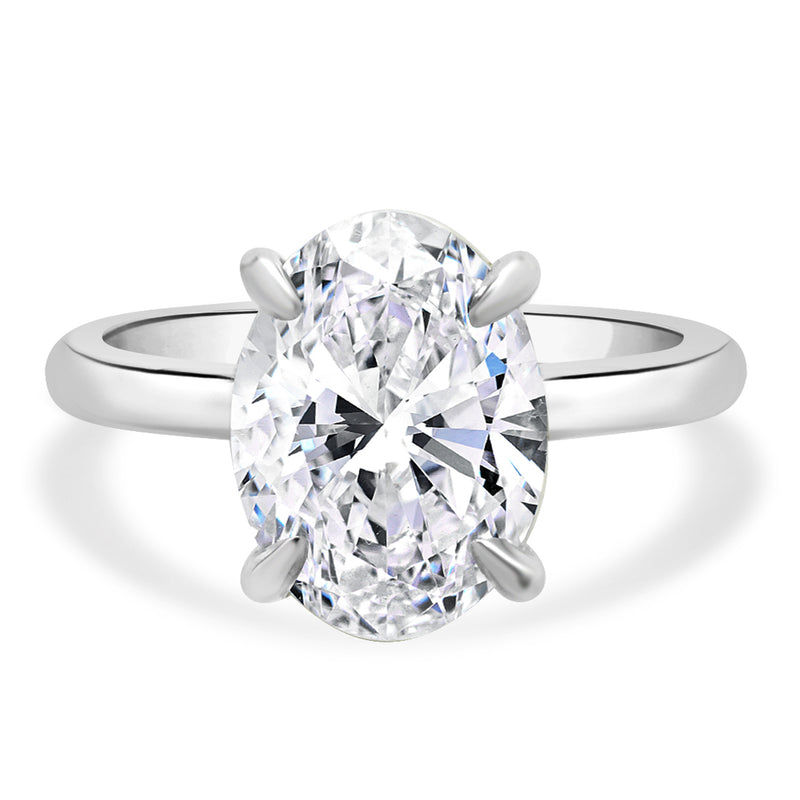 14 Karat White Gold Oval Diamond Engagement Ring