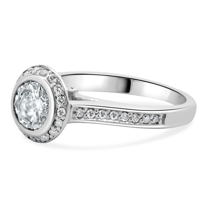 14 Karat White Gold Bezel Set Diamond Engagement Ring