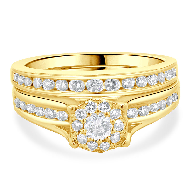 14 Karat Yellow Gold Cluster Diamond Engagement Ring