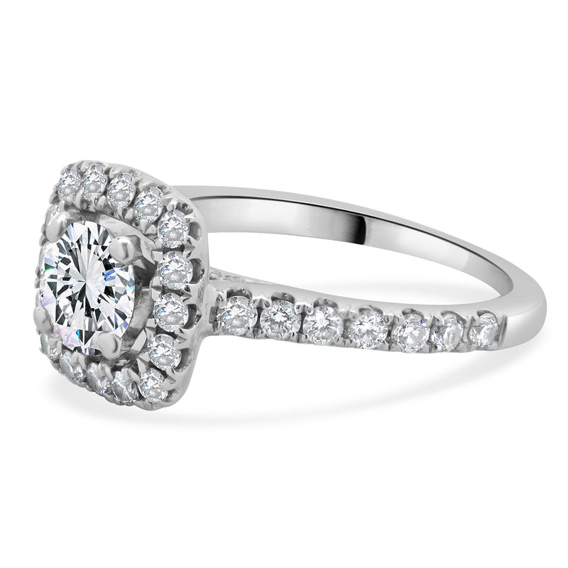 14 Karat White Gold Round Brilliant Cut Diamond Engagement Ring