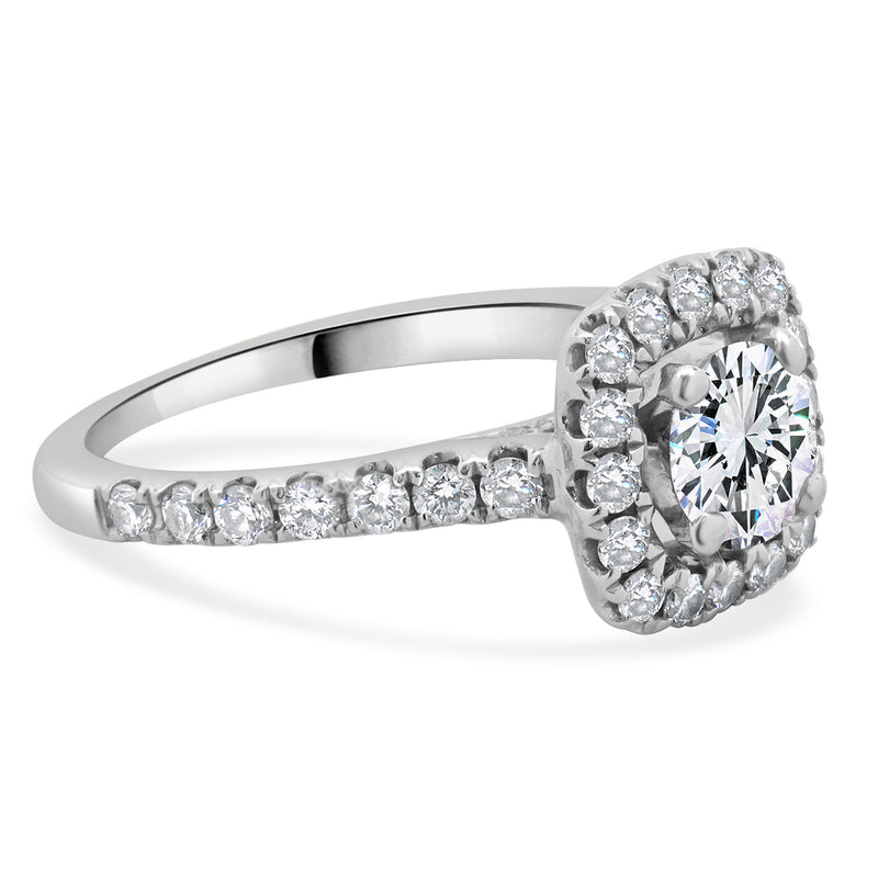 14 Karat White Gold Round Brilliant Cut Diamond Engagement Ring