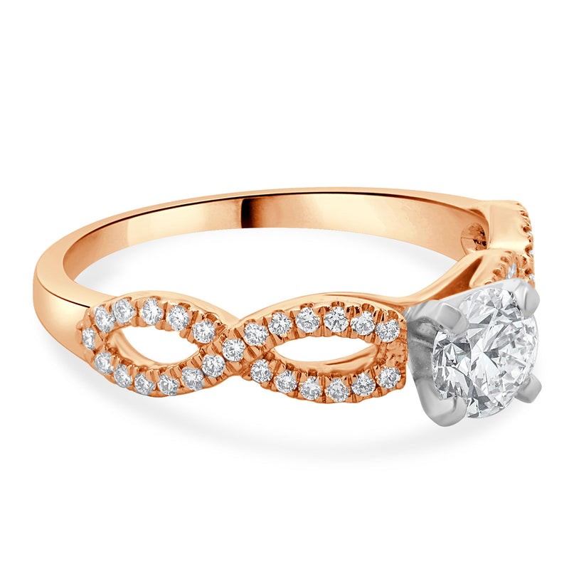 14 Karat Rose Gold Round Brilliant Cut Diamond Engagement Ring