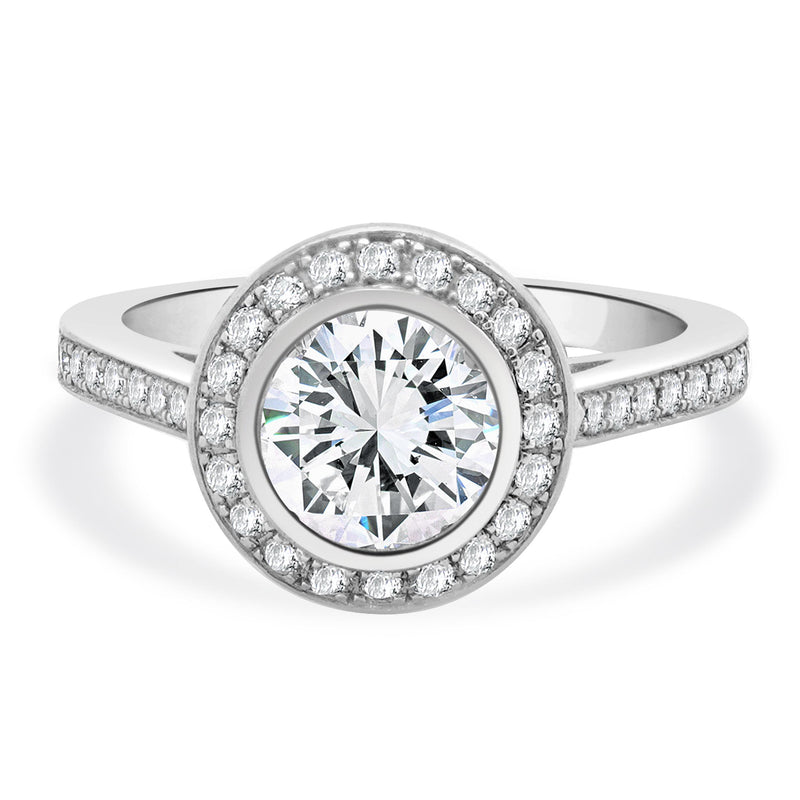 14 Karat White Gold Bezel Set Diamond Engagement Ring