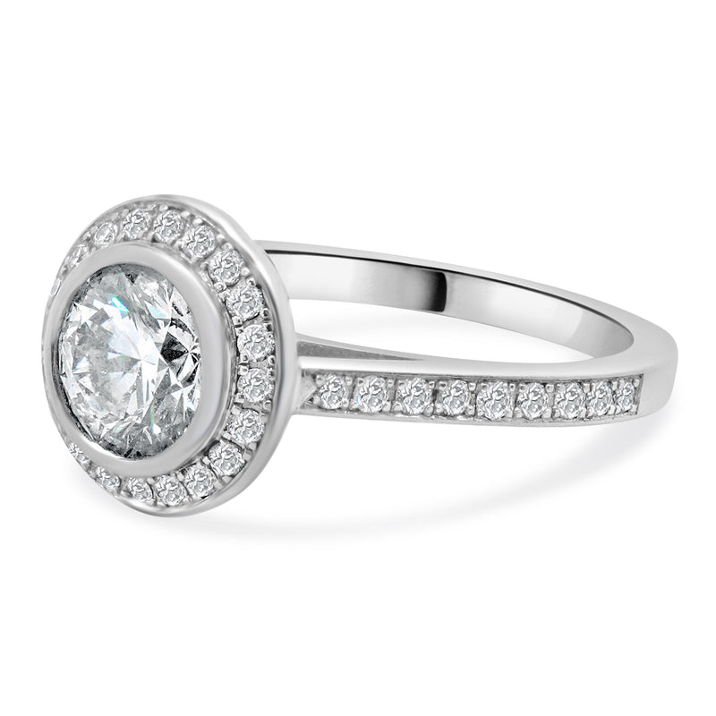 14 Karat White Gold Bezel Set Diamond Engagement Ring – The Estate ...