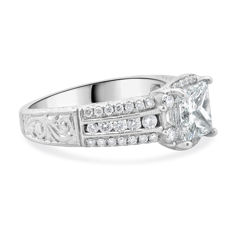 14 Karat White Gold Princess Cut Diamond Engagement Ring