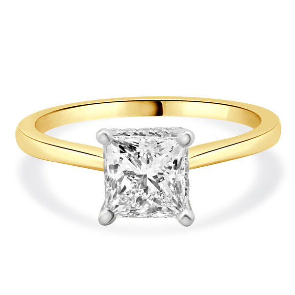 14 Karat Yellow Gold Princess Cut Diamond Engagement Ring