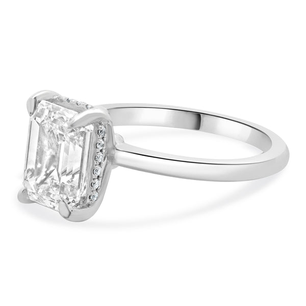 18 Karat White Gold Emerald Cut Diamond Engagement Ring