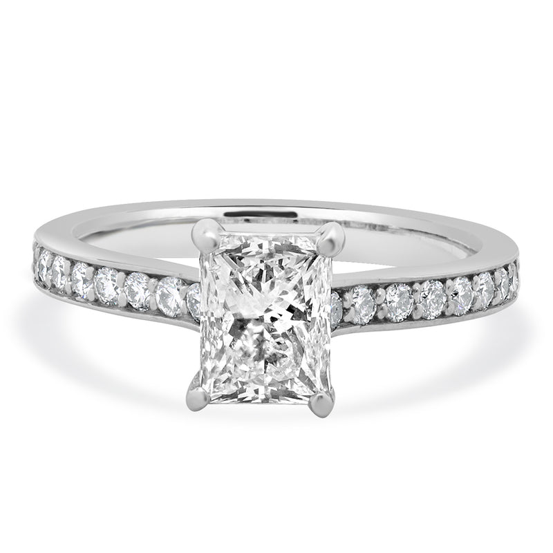 18 Karat White Gold Radiant Cut Diamond Engagement Ring