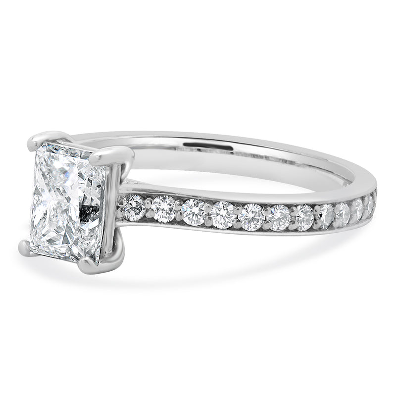 18 Karat White Gold Radiant Cut Diamond Engagement Ring