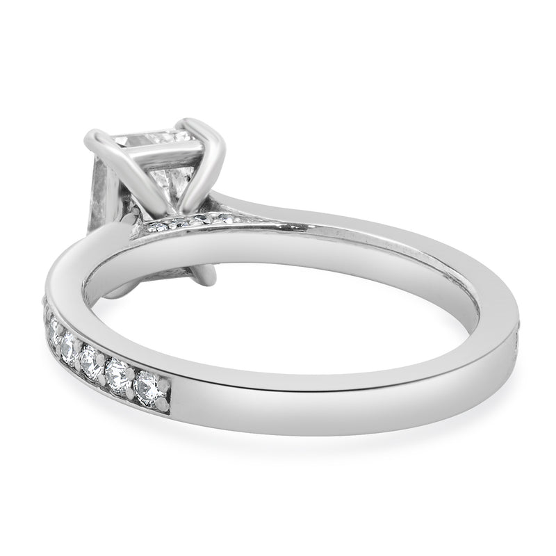 18 Karat White Gold Radiant Cut Diamond Engagement Ring