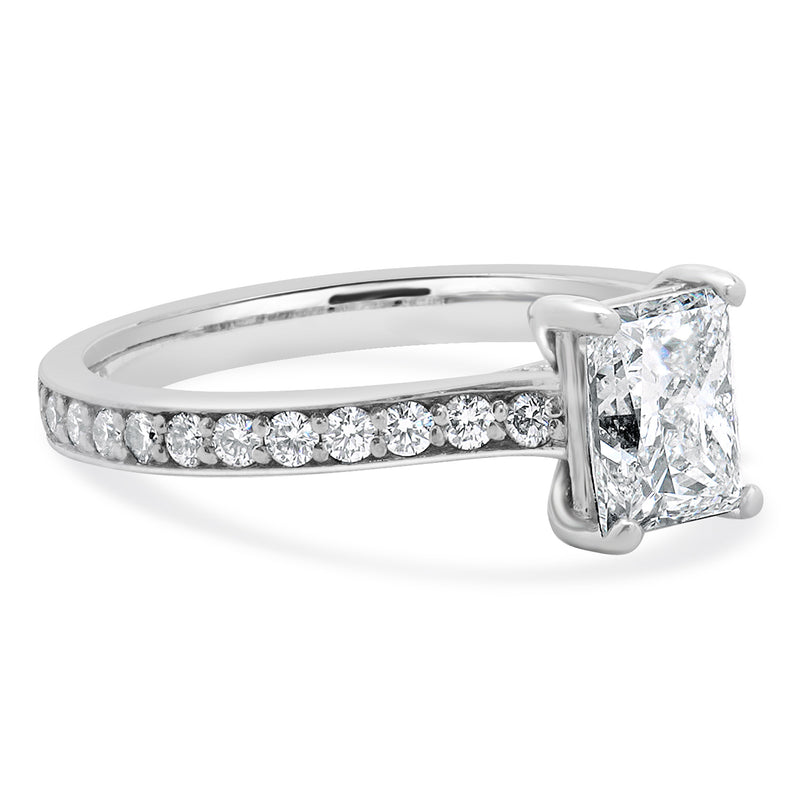 18 Karat White Gold Radiant Cut Diamond Engagement Ring