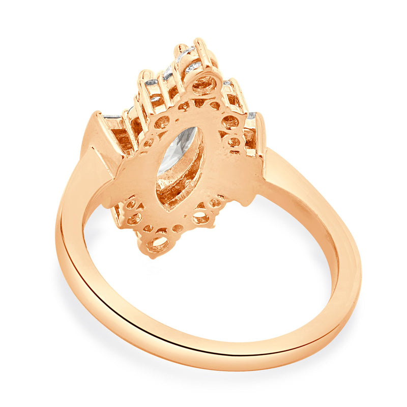 14 Karat Rose Gold Marquise Cut Diamond Engagement Ring