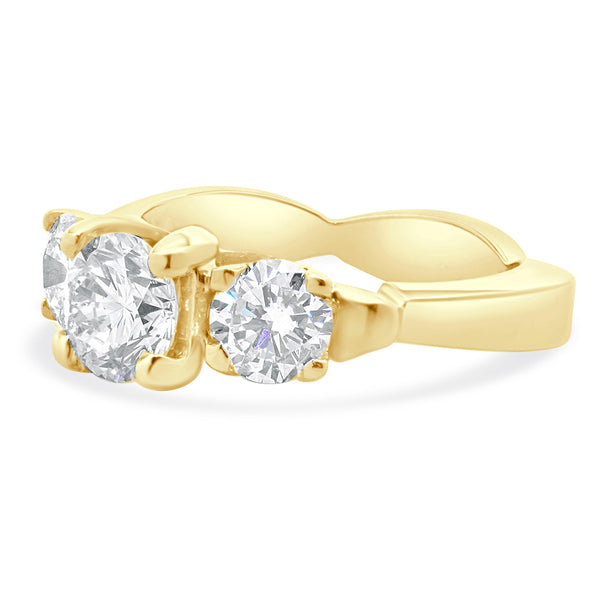 18 Karat Yellow & White Gold Three Diamond Engagement Ring