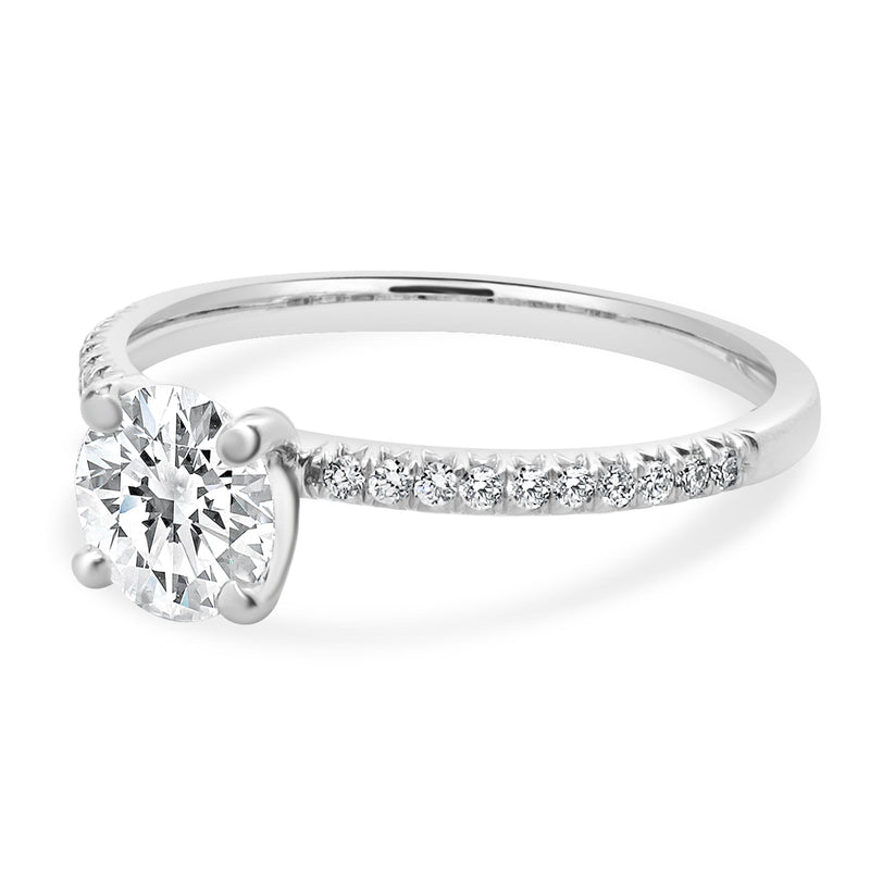 14 Karat White Gold Round Brilliant Cut Diamond Engagement Ring