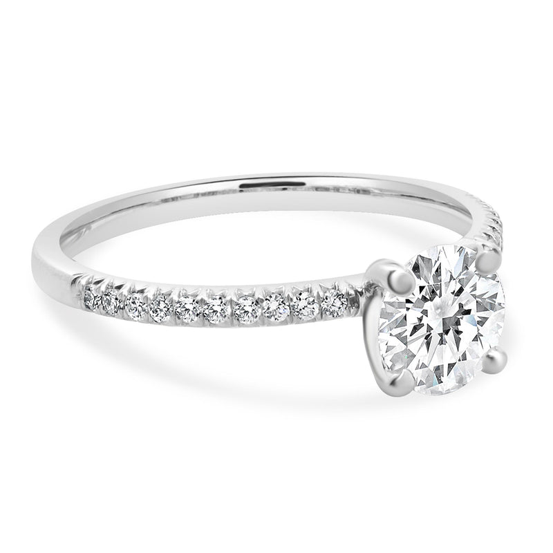 14 Karat White Gold Round Brilliant Cut Diamond Engagement Ring