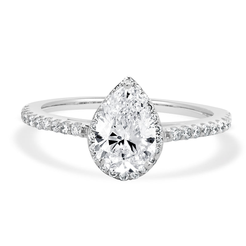 14 Karat White Gold Pear Cut Diamond Engagement Ring