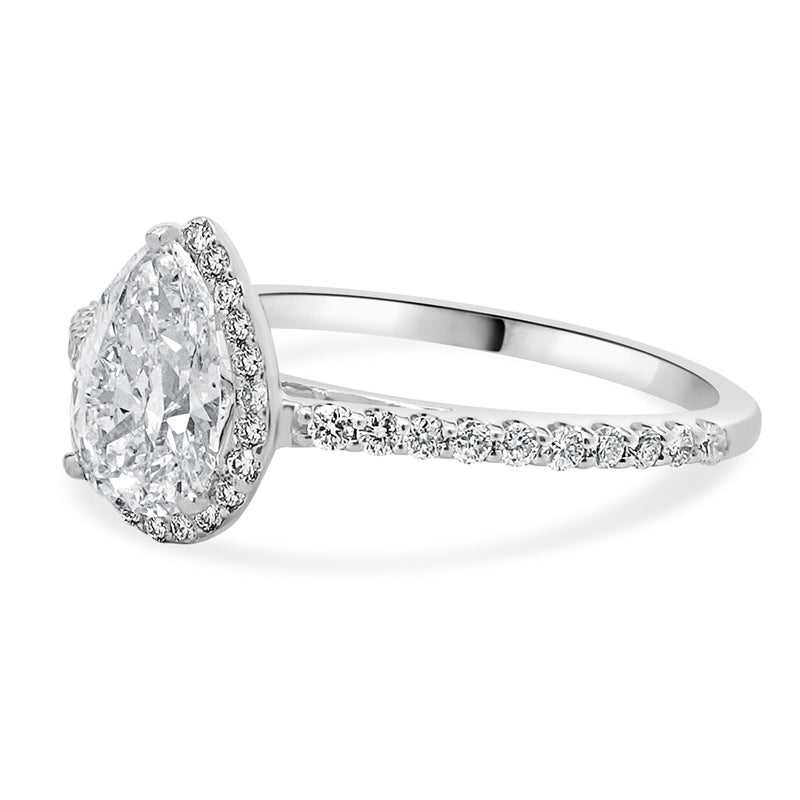 14 Karat White Gold Pear Cut Diamond Engagement Ring