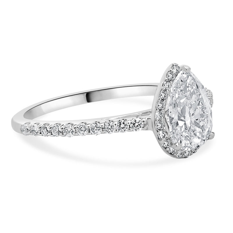 14 Karat White Gold Pear Cut Diamond Engagement Ring