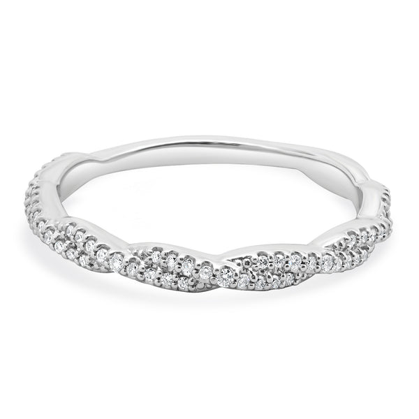 14 Karat White Gold Braided Diamond Band