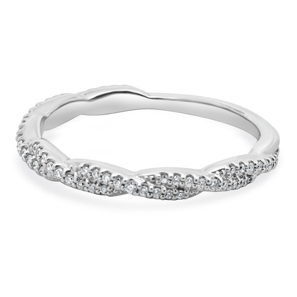 14 Karat White Gold Braided Diamond Band