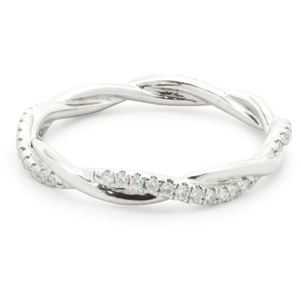 14 Karat White Gold Diamond Twist Band