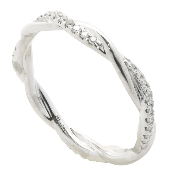 14 Karat White Gold Diamond Twist Band