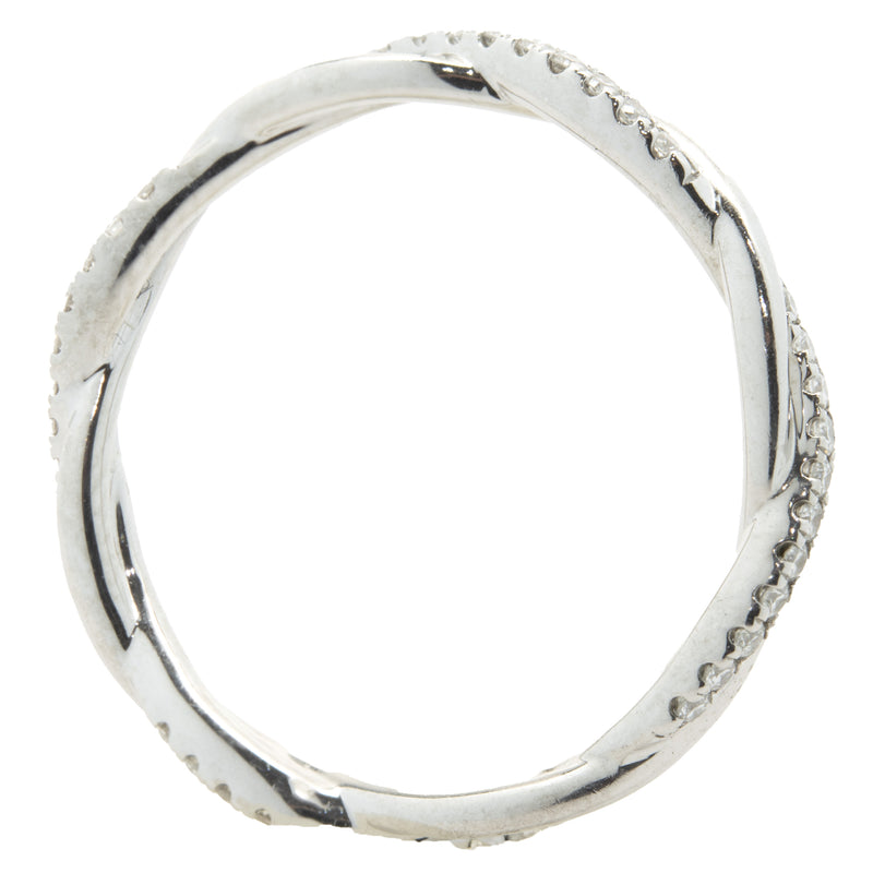 14 Karat White Gold Diamond Twist Band