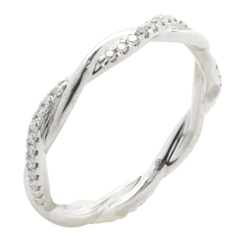 14 Karat White Gold Diamond Twist Band