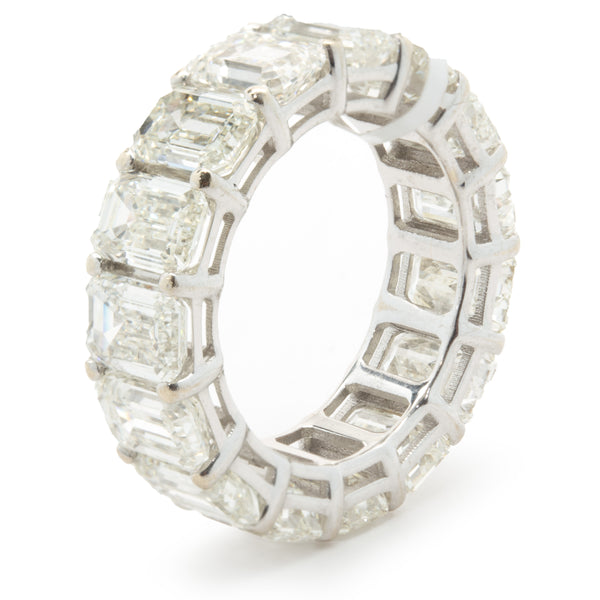 18 Karat White Gold Emerald Cut Diamond Eternity Band