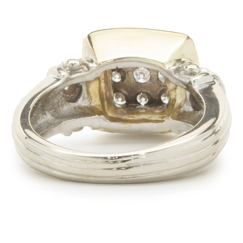 14 Karat White and Yellow Gold Pave Diamond Ring