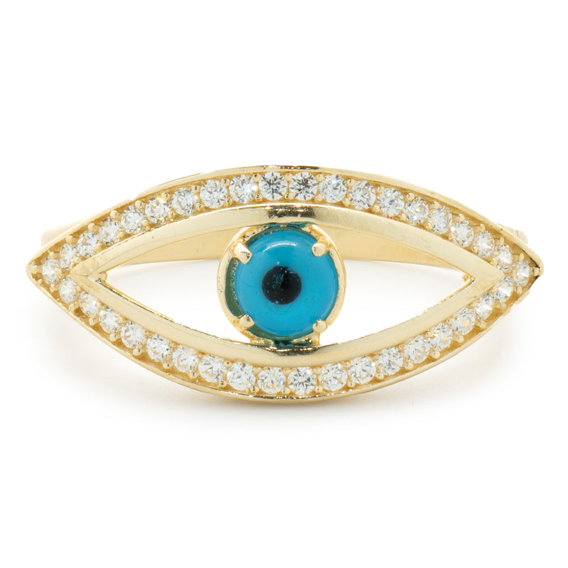 18 Karat Yellow Gold Diamond Evil Eye Ring