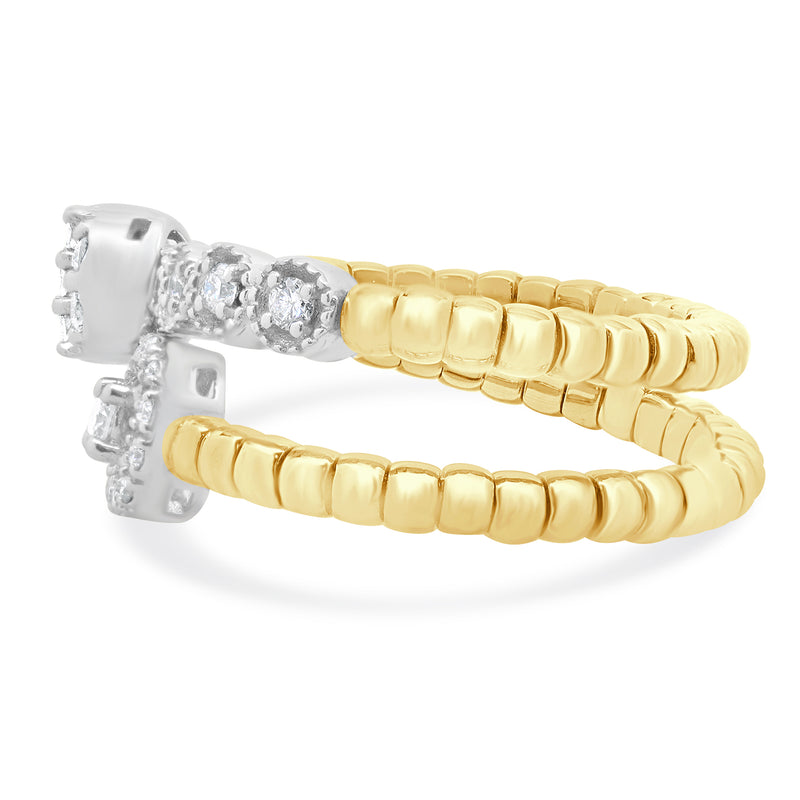 18 Karat Yellow & White Gold Flexible Bypass Ring