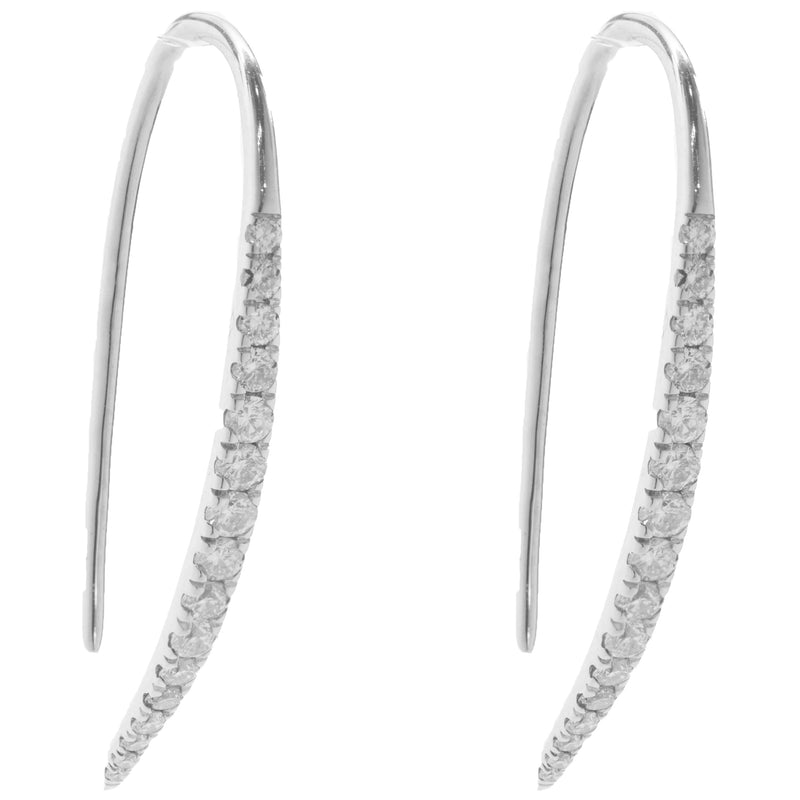 14 Karat White Gold Diamond Spear Through Earrings