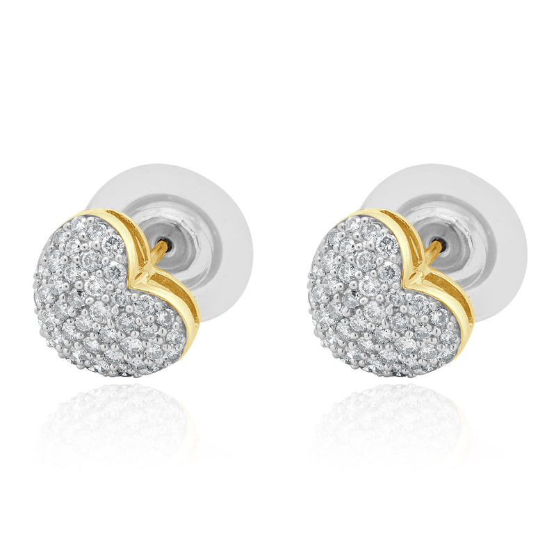 Diamond Essence Heart Shape Earrings, with pave setting melee in Platinum  Plated Sterling Silver, 2.0 cts.t.w.
