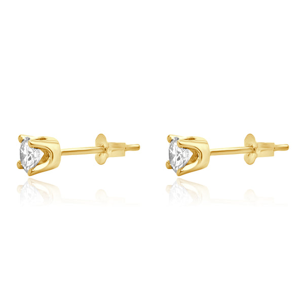 14 Karat Yellow Gold Round Brilliant Cut Diamond Stud Earrings