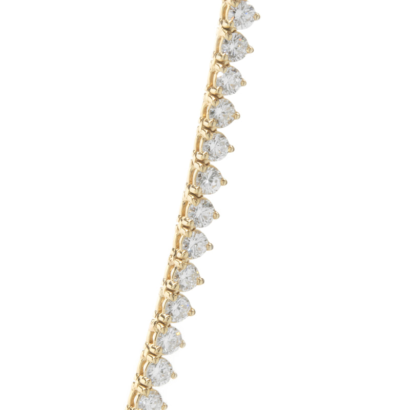 18 Karat Yellow Gold Diamond Tennis Necklace