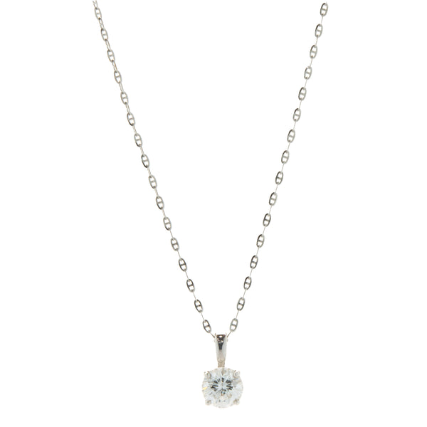 14 Karat White Gold Diamond Solitaire Necklace