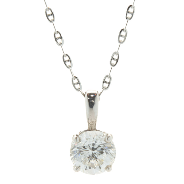 14 Karat White Gold Diamond Solitaire Necklace