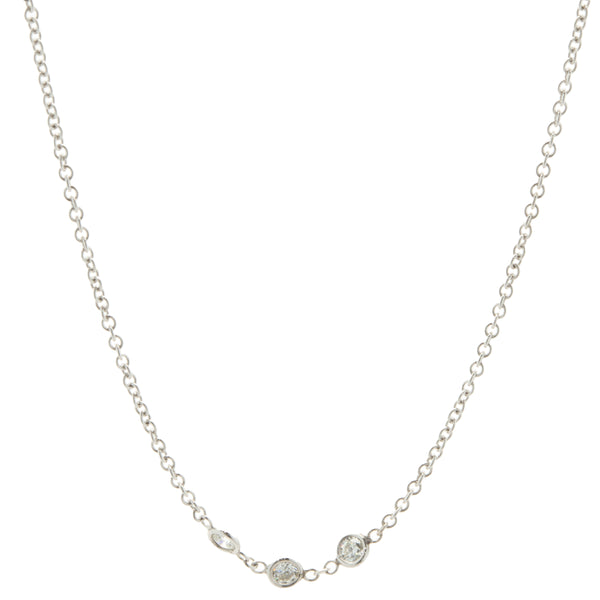 18 Karat White Gold Diamonds By The Yard Station Necklace